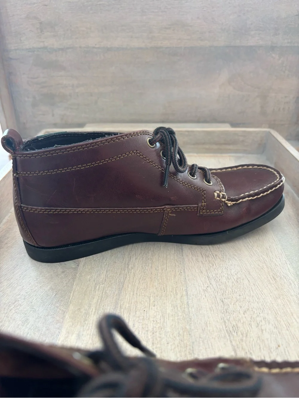 Wmn‎ eastland Seneca Lace-Up Leather Moc Toe Boots limited edition Brown Sz 7.5